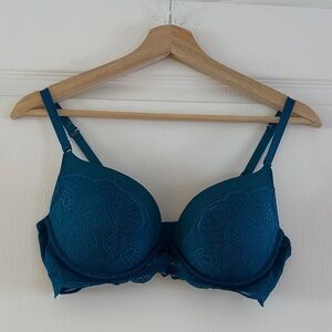 Aerie Teal Lace Push Up Bra, size 36C